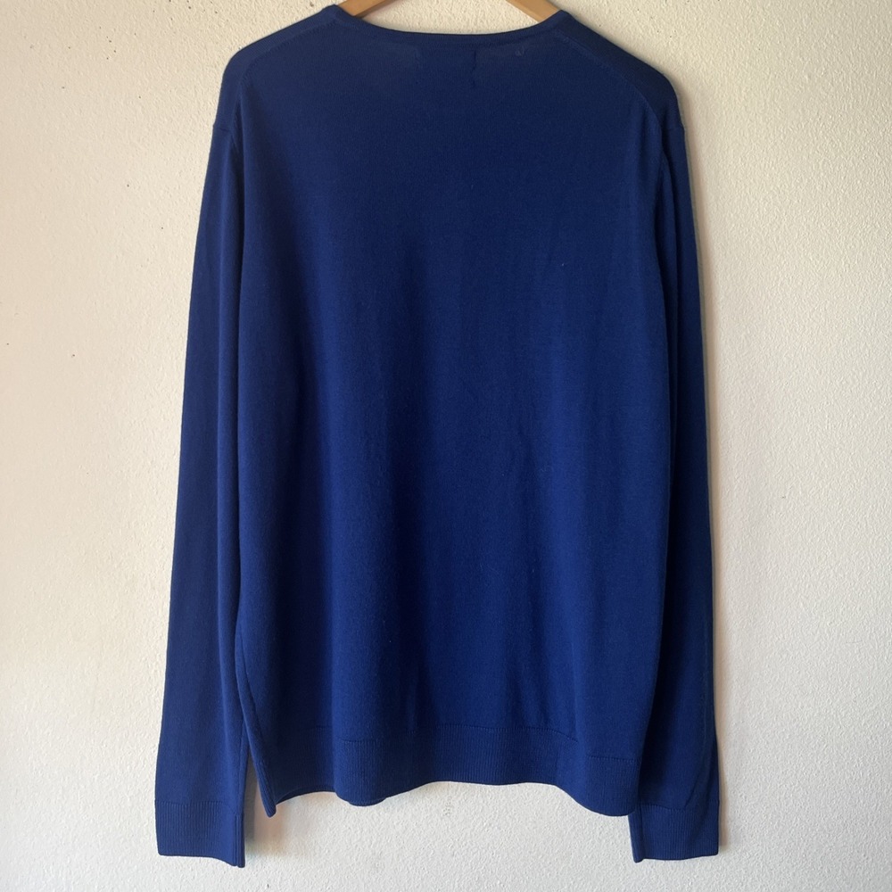 Nordstrom Men's Merino Wool  Blue Crew Neck Pullover Sweater XL Preppy Luxury - Picture 11 of 11